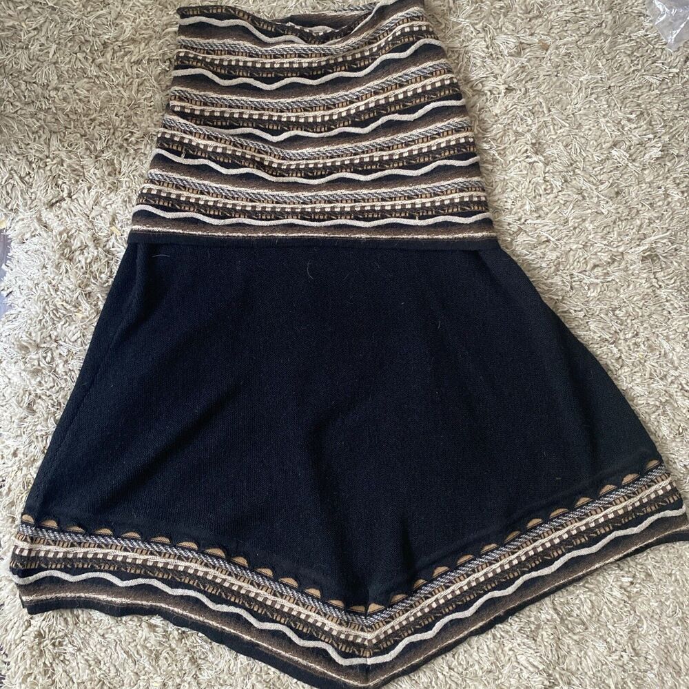 AlpandinA Tube Skirt / Dress / Shawl Black & Brown Knit Baby Alpaca Made in Peru